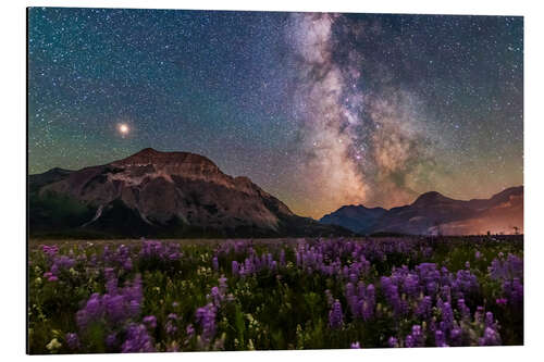 Aluminium print The summer Milky Way and Mars over Waterton Valley, Wyoming