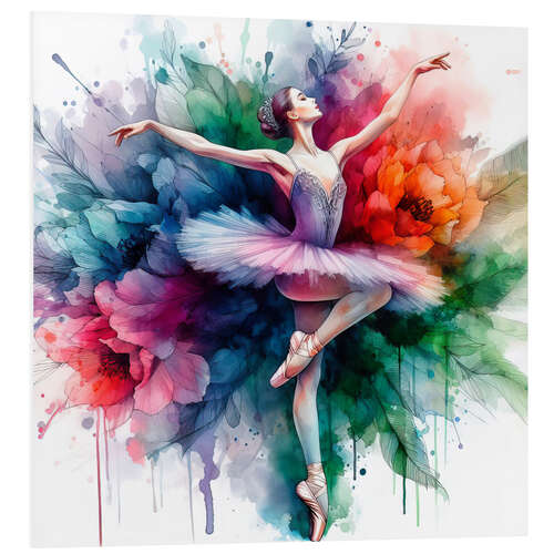 Print på skumplade Ballerina in watercolour I