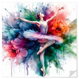 Selvklebende plakat Ballerina in watercolour I