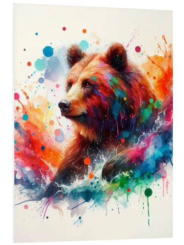 Tableau en PVC Brown bear in watercolour