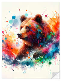 Sticker mural Brown bear in watercolour