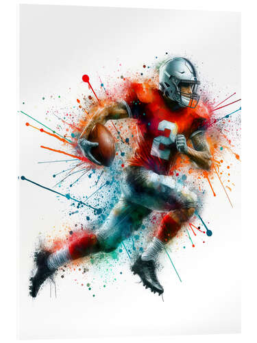 Akrylbilde American football player watercolour