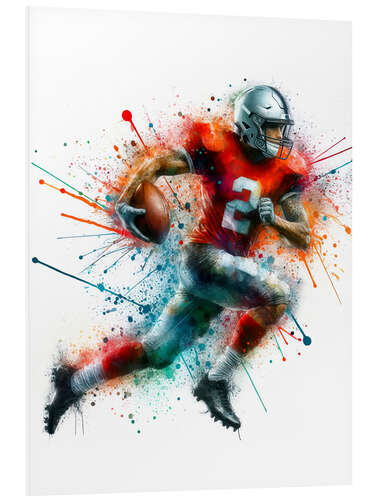 Foam board print American football player watercolour