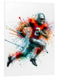 Foam board print American football player watercolour