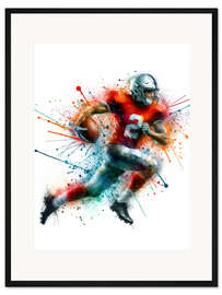 Gerahmter Kunstdruck American football player watercolour