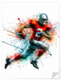 Selvklebende plakat American football player watercolour