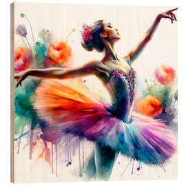 Wood print Ballerina in watercolour II