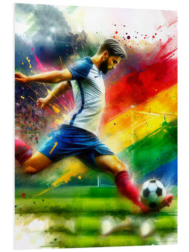 Foam board print Footballer scoring a goal