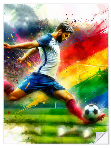 Sticker mural Footballer scoring a goal