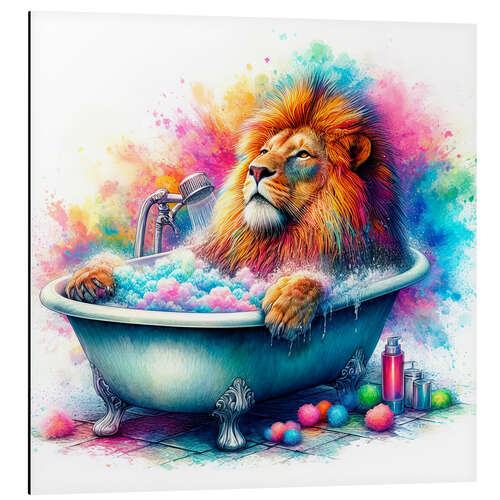 Obraz na aluminium The Lion King relaxes in the bathtub I