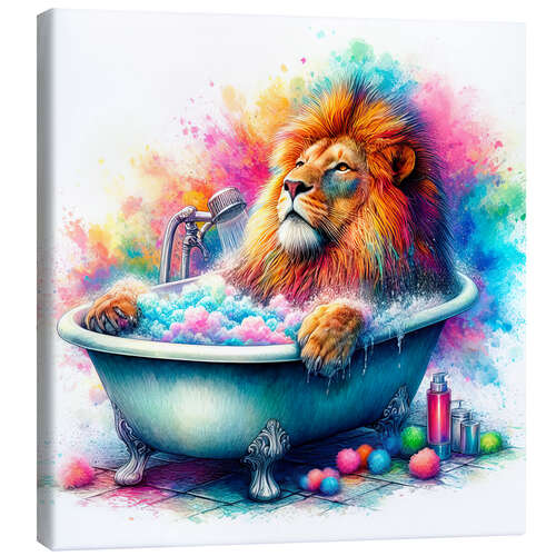 Tableau sur toile The Lion King relaxes in the bathtub I