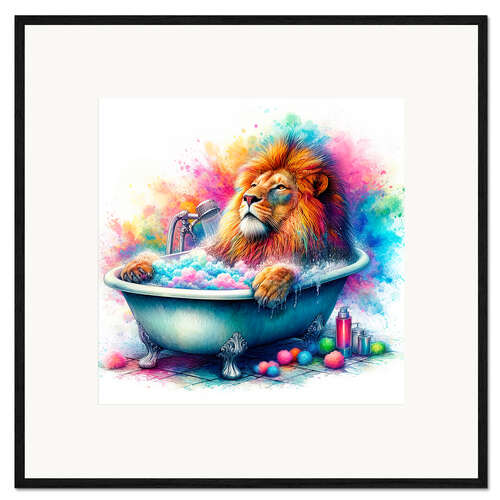 Kehystetty taidepainatus The Lion King relaxes in the bathtub I