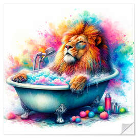 Sticker mural The Lion King relaxes in the bathtub I