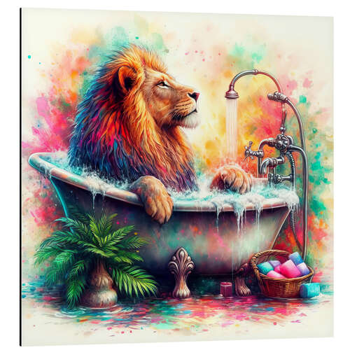 Aluminium print The Lion King relaxes in the bathtub II