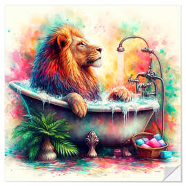 Sticker mural The Lion King relaxes in the bathtub II