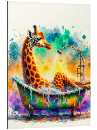 Aluminium print Giraffe in the bathtub I