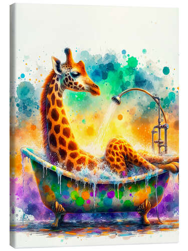 Canvastavla Giraffe in the bathtub I