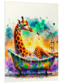 Foam board print Giraffe in the bathtub I