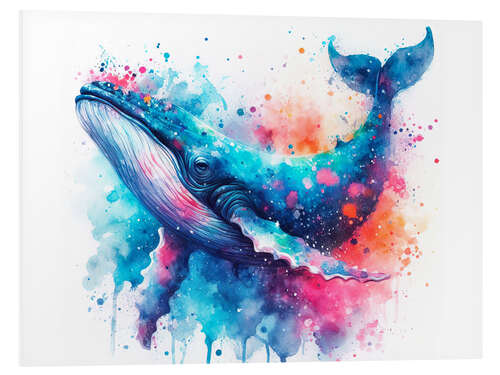 Foam board print A whale swimming in watercolour