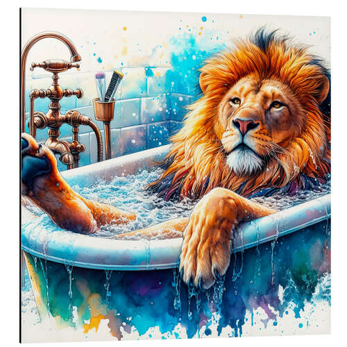 Aluminium print The Lion King relaxes in the bathtub III