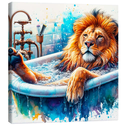 Canvas print The Lion King relaxes in the bathtub III