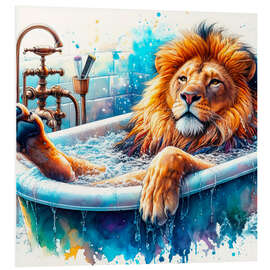 Tableau en PVC The Lion King relaxes in the bathtub III