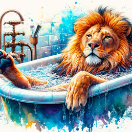 Magnettafel Der Löwenkönig entspannt sich in der Badewanne III