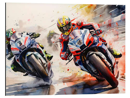 Tableau en aluminium Racing motorbike overtaking