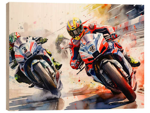 Stampa su legno Racing motorbike overtaking