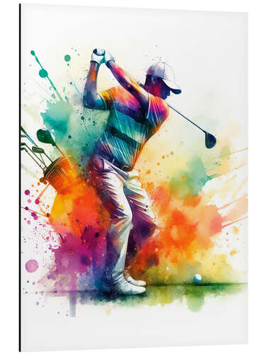 Alubild Golfspieler in Aquarell