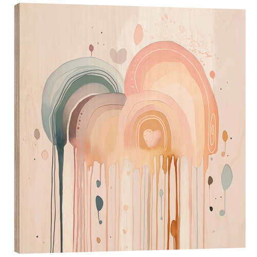 Wood print Rainbow Drizzle II