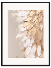 Gerahmter Kunstdruck Halo Feathers in Gold II