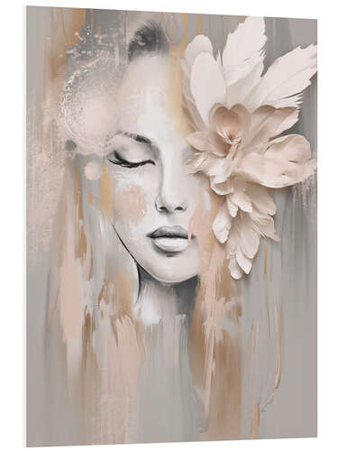 Foam board print Beige Petal Portrait