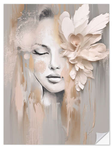 Wandsticker Beige Petal Portrait