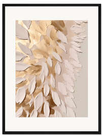 Gerahmter Kunstdruck Halo Feathers in Gold I