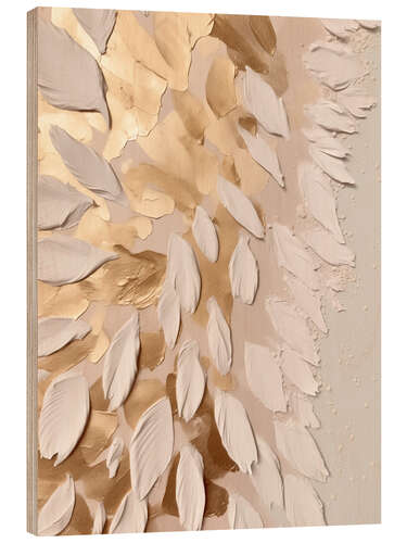 Tableau en bois Halo Feathers in Gold I