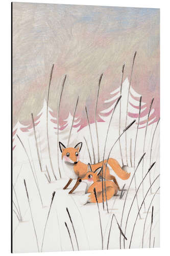 Tableau en aluminium Winter foxes