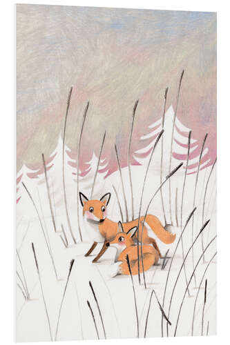 PVC print Winter foxes