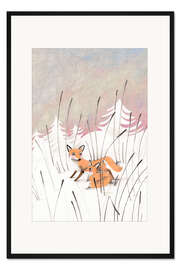 Gerahmter Kunstdruck Winterfüchse