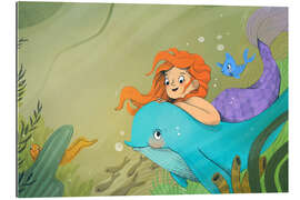 Gallery print Mermaid and dolphin