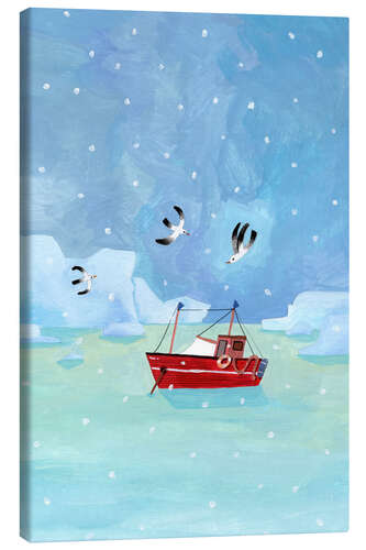 Canvas print Fishing boat at the North Pole