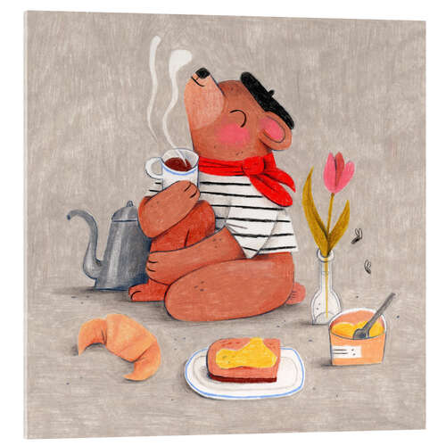 Obraz na szkle akrylowym Cute French bear