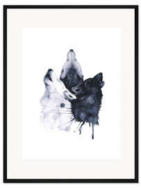 Gerahmter Kunstdruck Heulende Wölfe