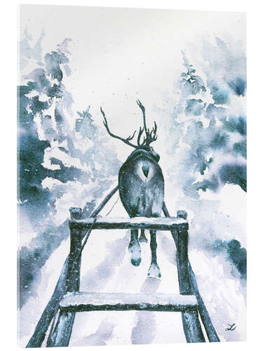 Quadro em acrílico Reindeer Sleigh Ride