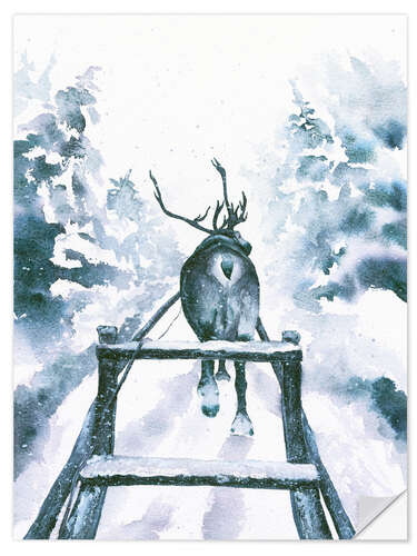 Naklejka na ścianę Reindeer Sleigh Ride