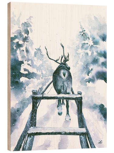 Wood print Reindeer Sleigh Ride