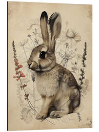 Magnettafel Kaninchen mit Wildblumen