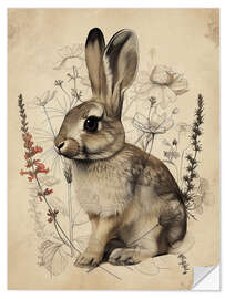 Wall sticker Rabbit With Wildflowers