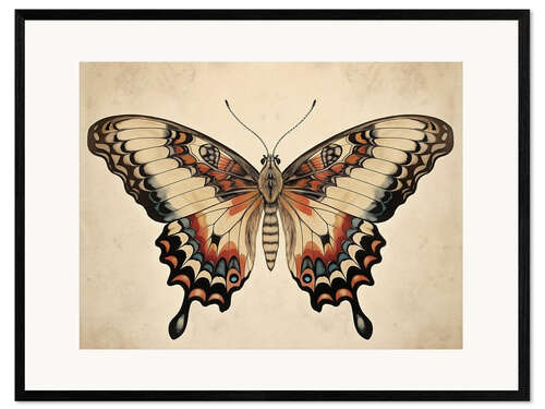 Impression artistique encadrée Boho Vintage Butterfly