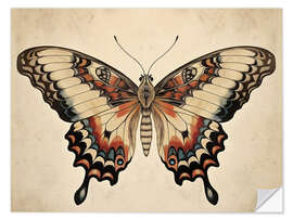 Vinilo para la pared Boho Vintage Butterfly